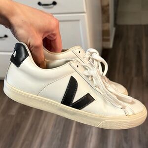Veja Cream Sneakers with Black Details
